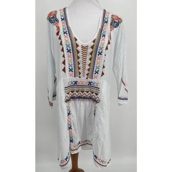 Biya White Embroidered Tunic M Medium - Picture 1 of 9